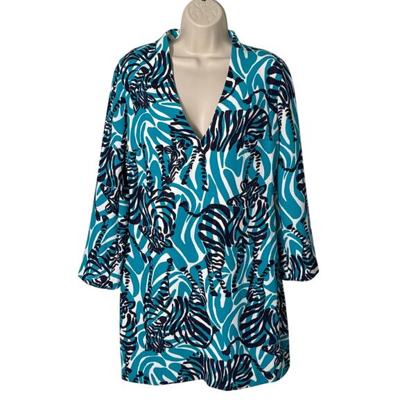 NWT Lilly Pulitzer Devina Shift Dress Bright Navy I'm Game Zebra Print Size 8 - Picture 3 of 13